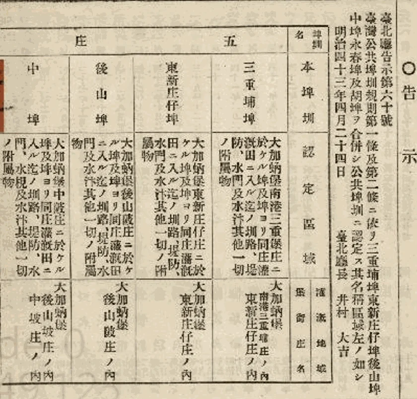 五庄陂組合告示